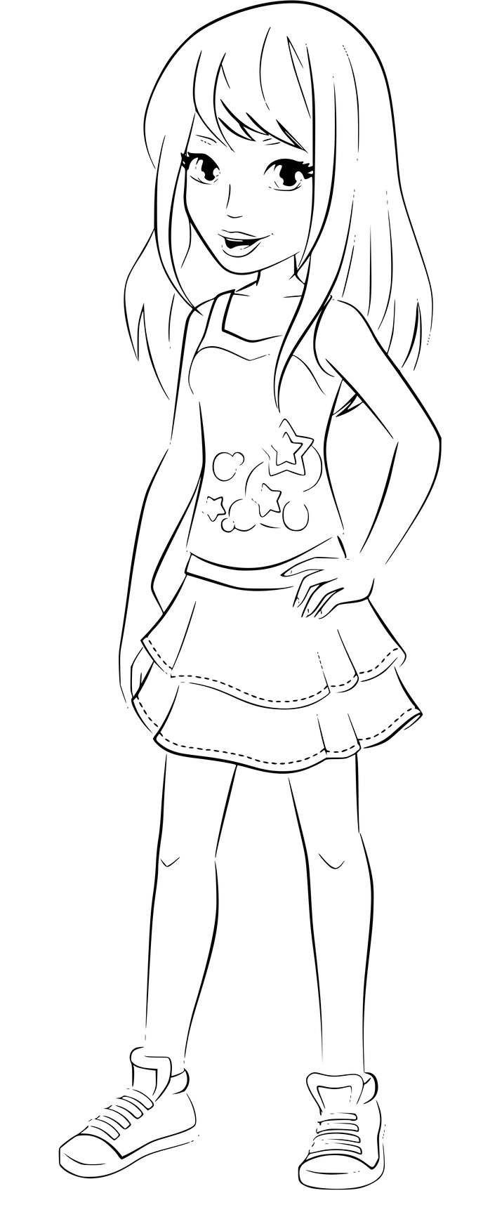 Coloriage Stéphanie Lego Friends en tenue élégante - Lego friends à imprimer