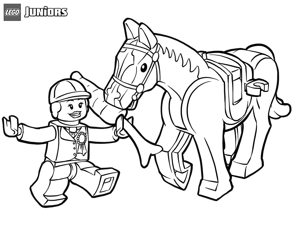 Coloriage Lego Horse And Lego Woman - Lego junior à imprimer