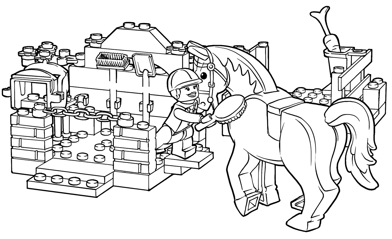 Coloriage Lego Horse Grooming - Lego junior à imprimer