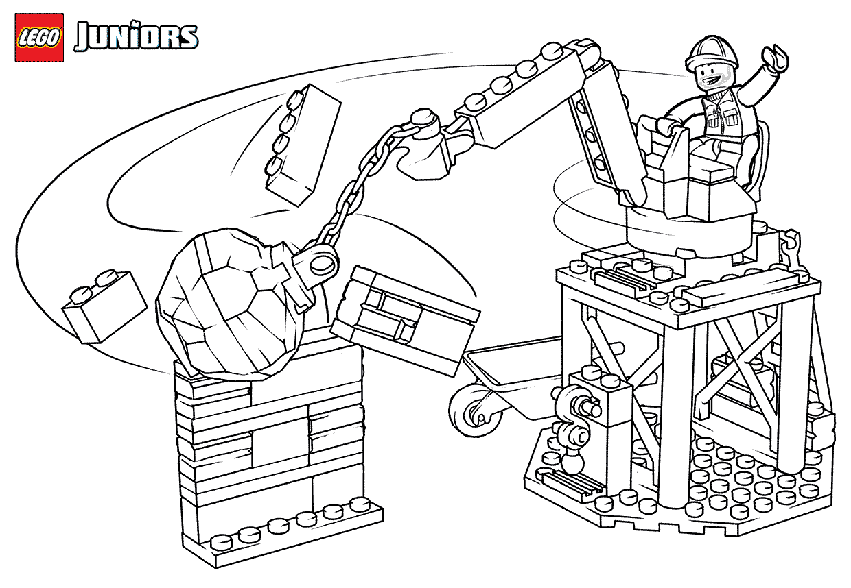 Coloriage Lego Junior Bulldozer Truck - Lego junior à imprimer