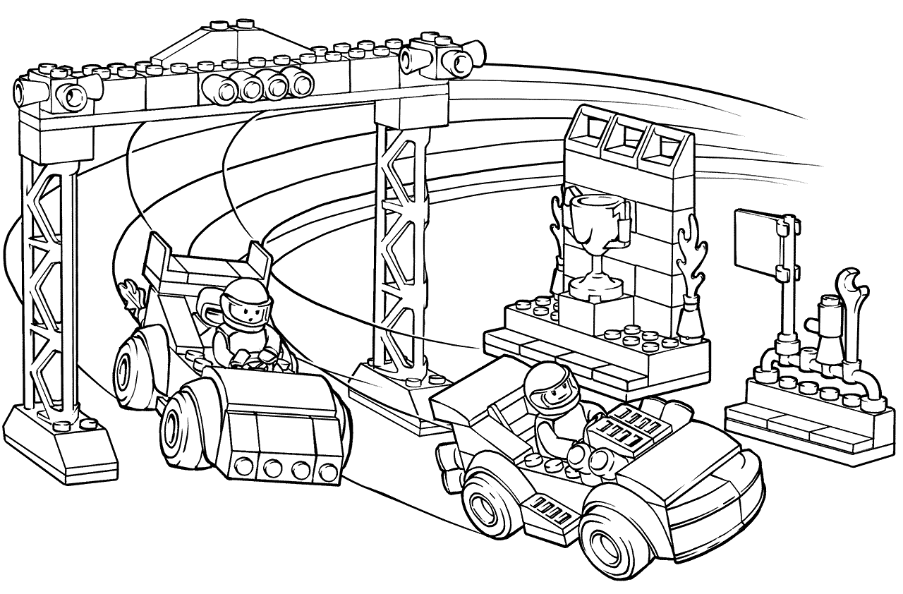 Coloriage Lego Junior Race Car Competition - Lego junior à imprimer
