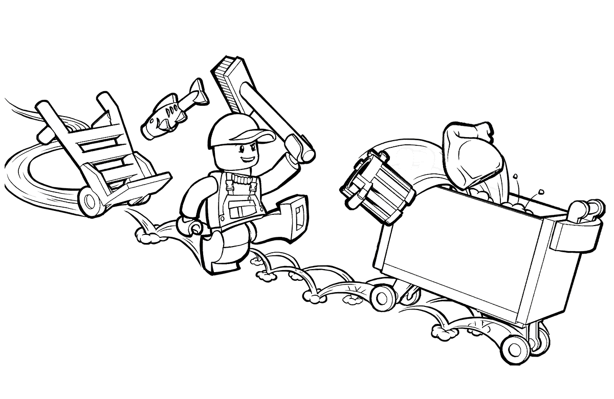 Coloriage Lego Junior Trash And Garbage Man - Lego junior à imprimer
