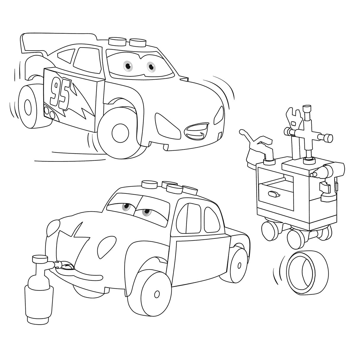 Coloriage Lego Juniors Lightning Mcqueen And Junior - Lego junior à imprimer