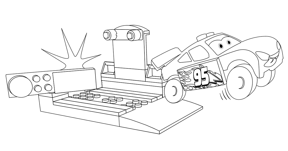 Coloriage Lego Juniors Lightning Mcqueen - Lego junior à imprimer