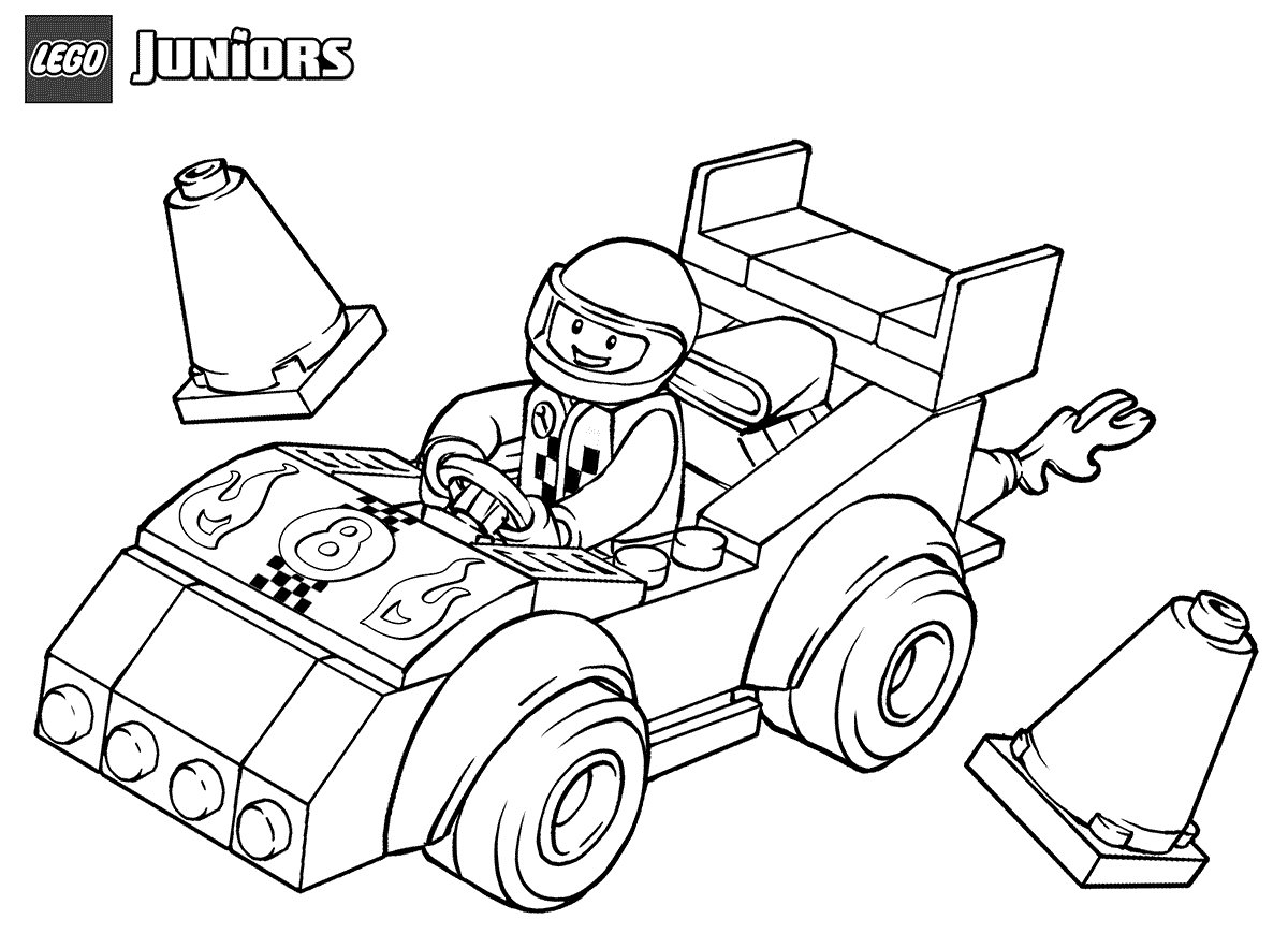 Coloriage Lego Juniors Race Car - Lego junior à imprimer