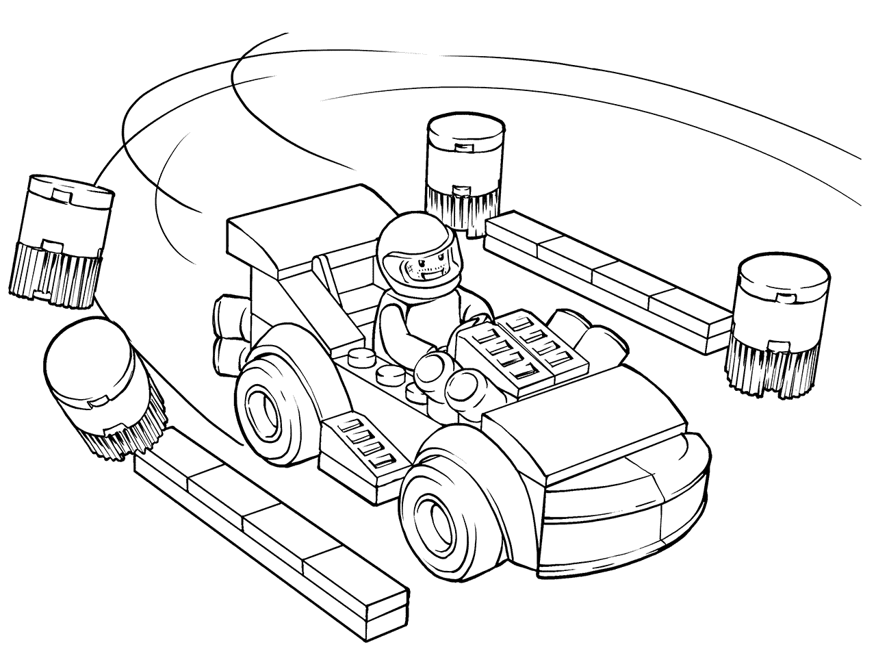 Coloriage Lego Juniors Racing Car Driver - Lego junior à imprimer