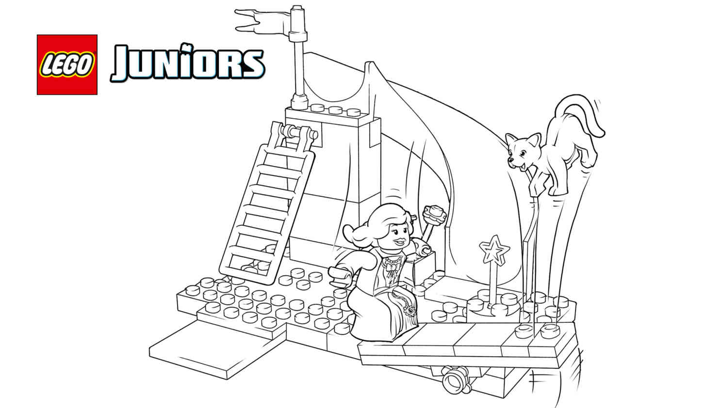 Coloriage Lego Juniors château de la princesse - Lego junior à imprimer