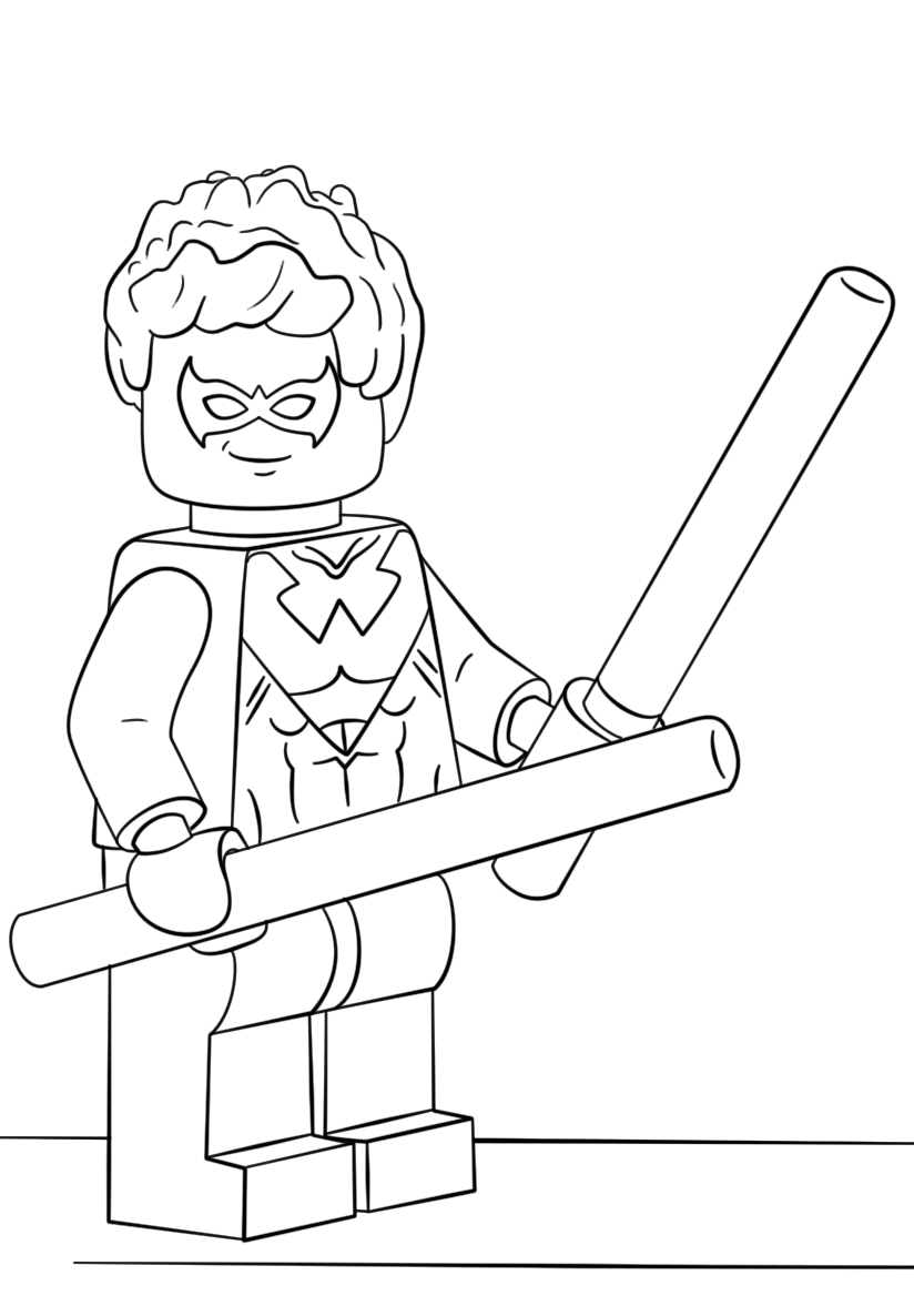 Coloriage Lego Nightwing Super Heroes - Lego Super Heroes à imprimer