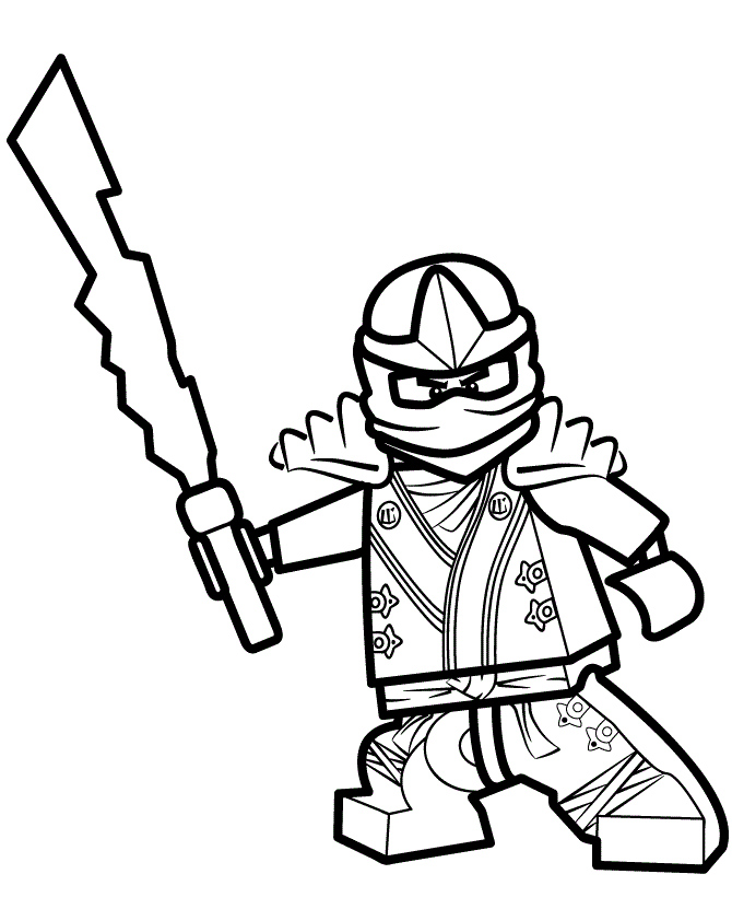 Coloriage Ninja Lego Ninjago en action - Lego à imprimer