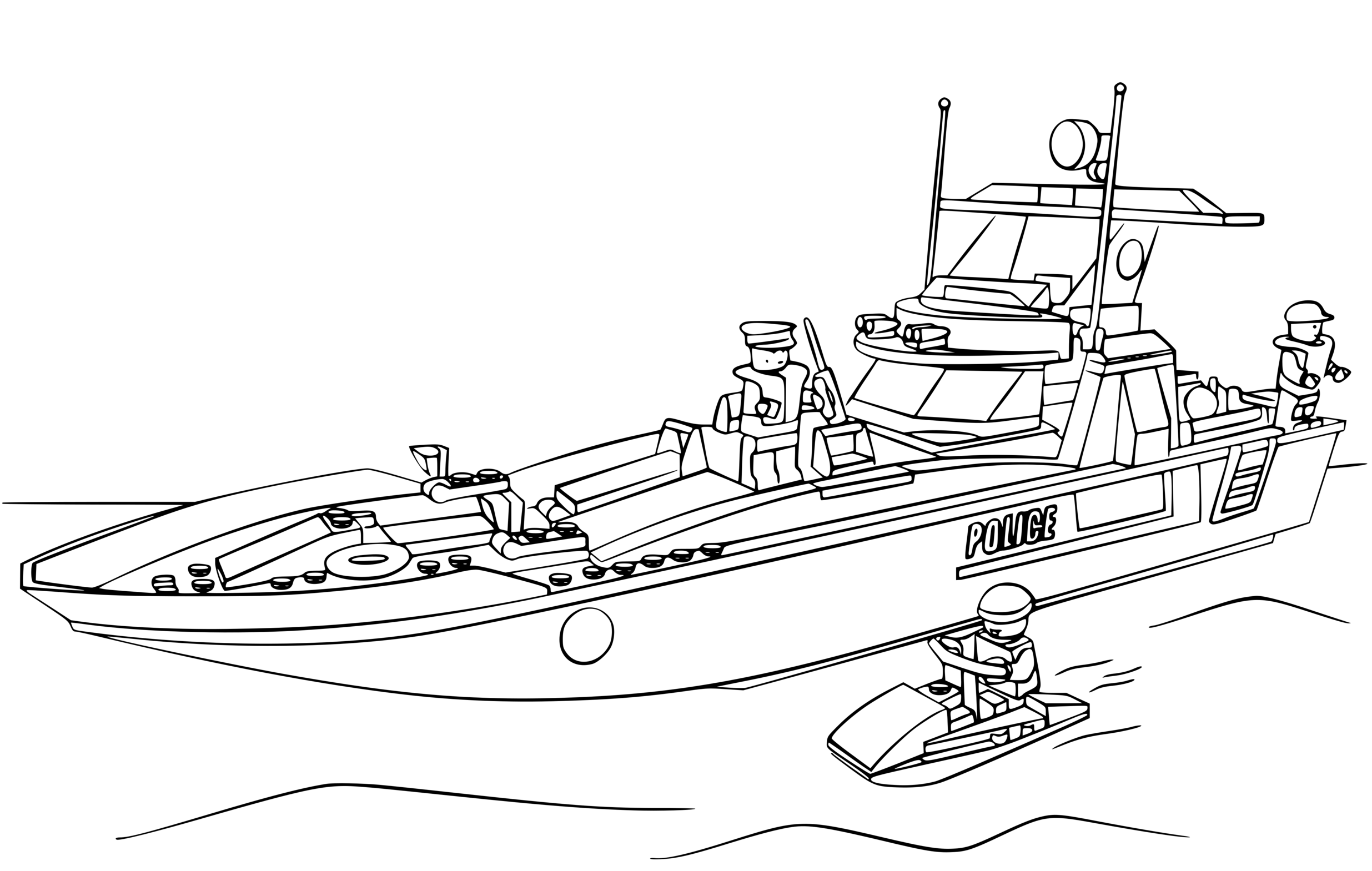 Coloriage Lego Police Bateau Navigatio Maritime - Police à imprimer