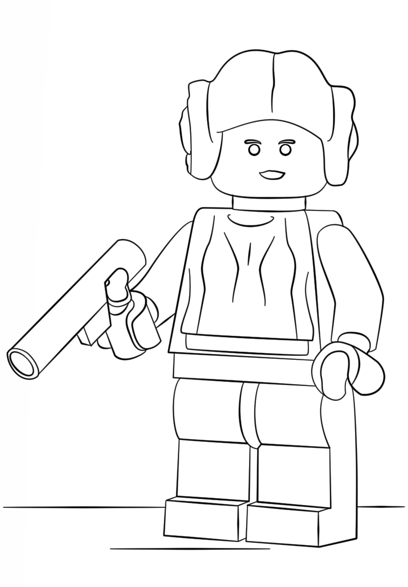 Coloriage Lego Princess Leia - Star wars à imprimer