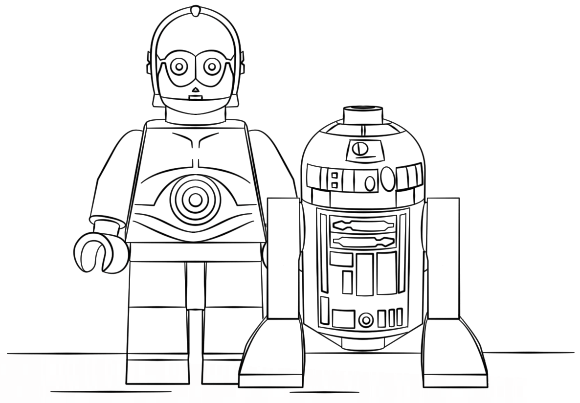 Coloriage Lego R2d2 And C3po - Star wars à imprimer