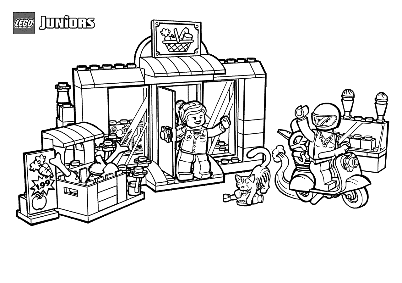 Coloriage Lego Shop Sweet Supermarket - Lego junior à imprimer