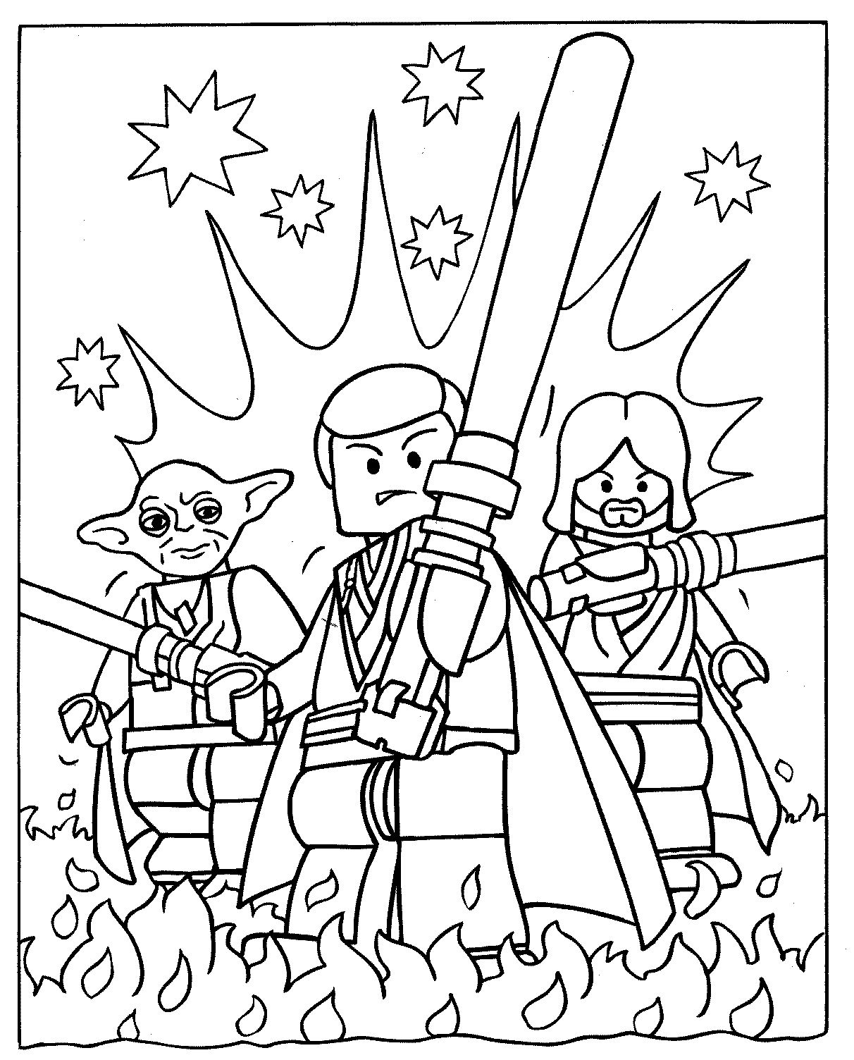 Coloriage Lego Star Wars héros de briques combattant - Star wars à imprimer