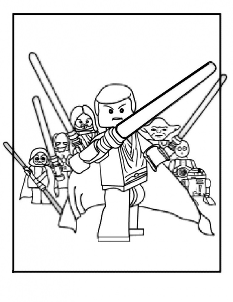 Coloriage Lego Star Wars guerrier Jedi en armure - Star wars à imprimer