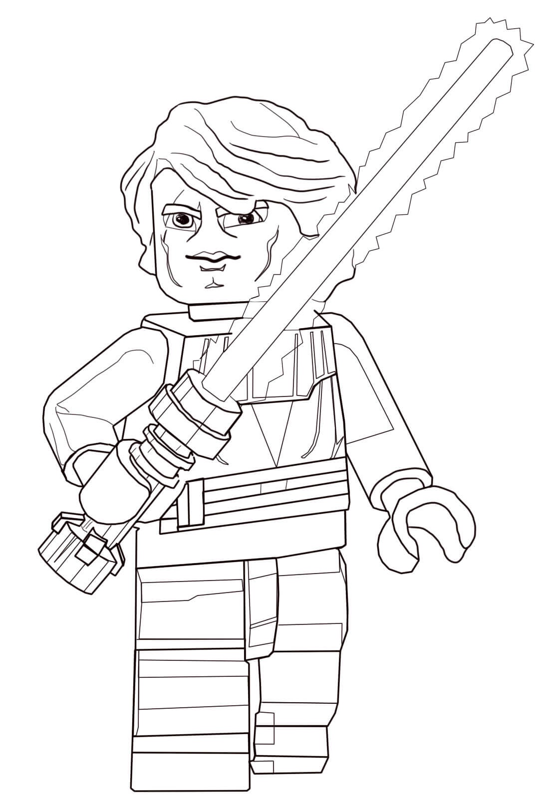Coloriage Lego Star Wars Anakin Skywalker - Star wars à imprimer