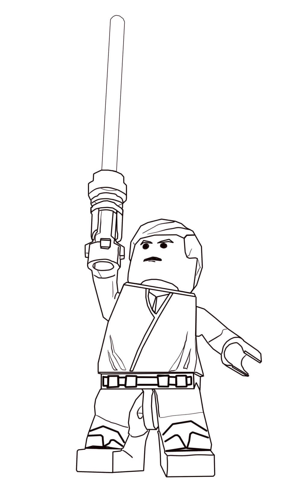 Coloriage Lego Star Wars Luke Skywalker - Star wars à imprimer