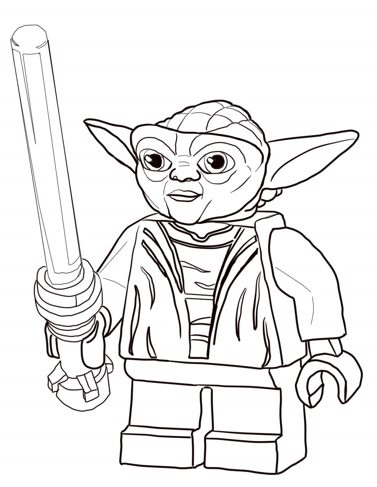 Coloriage Lego Star Wars Master Yoda - Star wars à imprimer