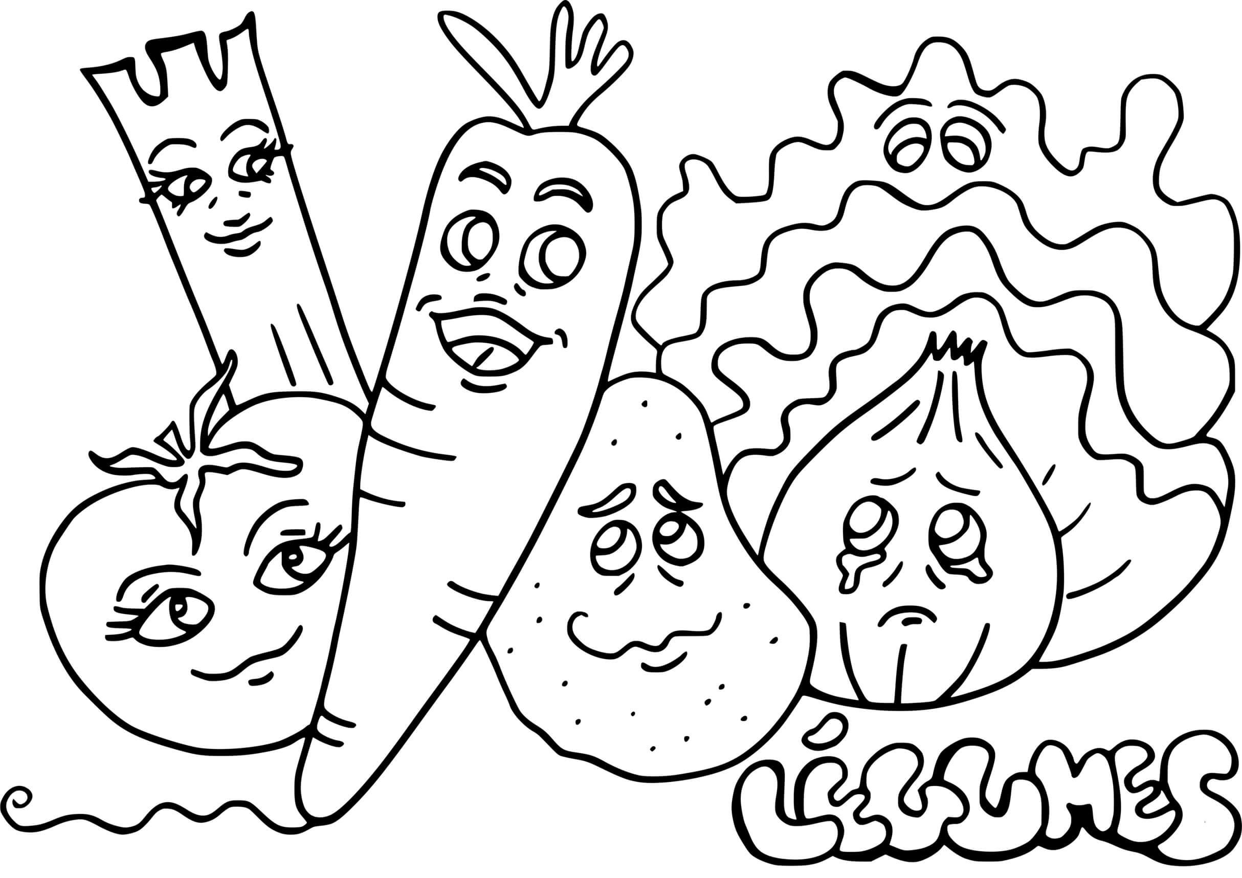 Coloriage Légumes Salade Carotte Tomate - Salade à imprimer