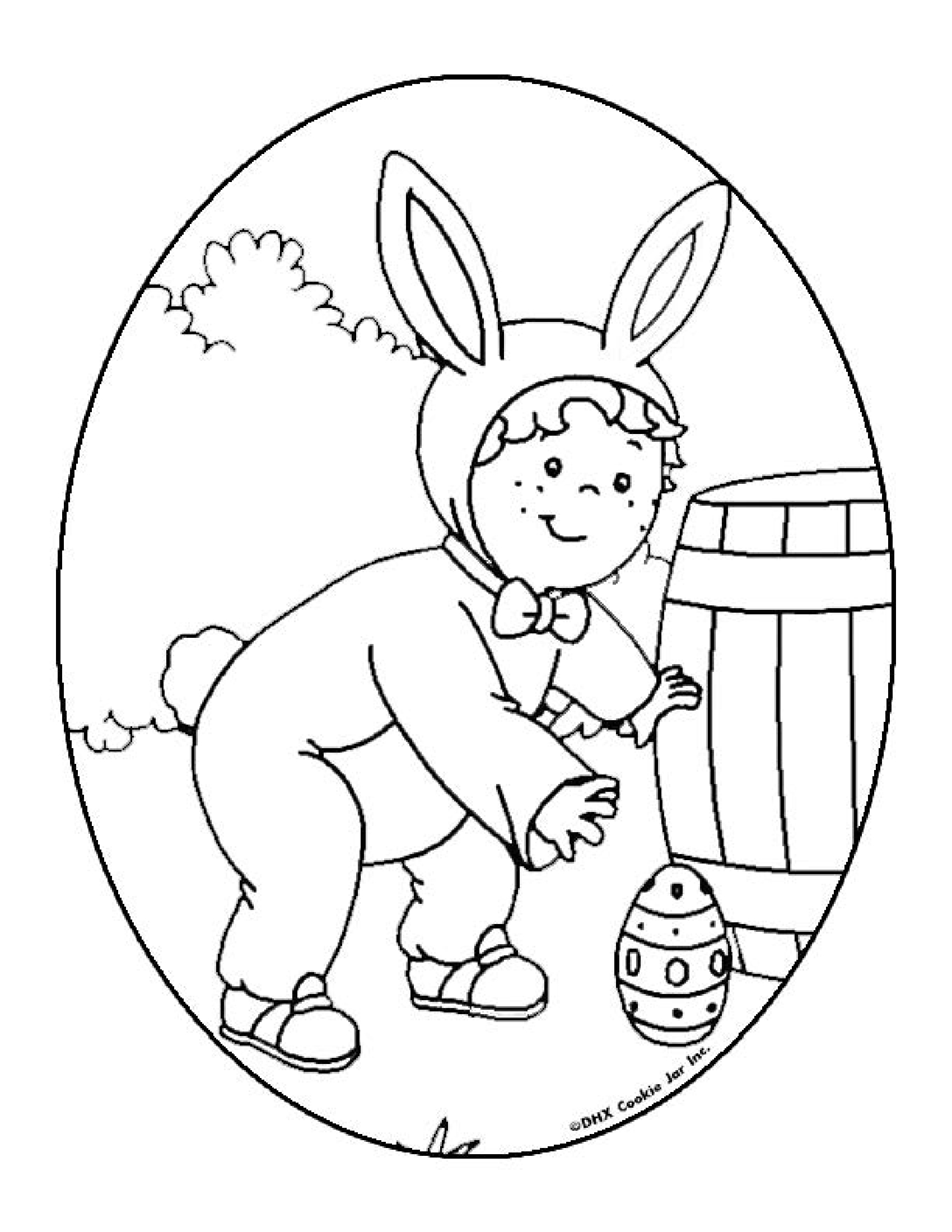 Coloriage Leo Cherche Des Œufs De Pâques - Caillou à imprimer
