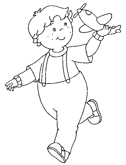 Coloriage Leo Joue Avec Un Avion A La Garderie - Caillou à imprimer