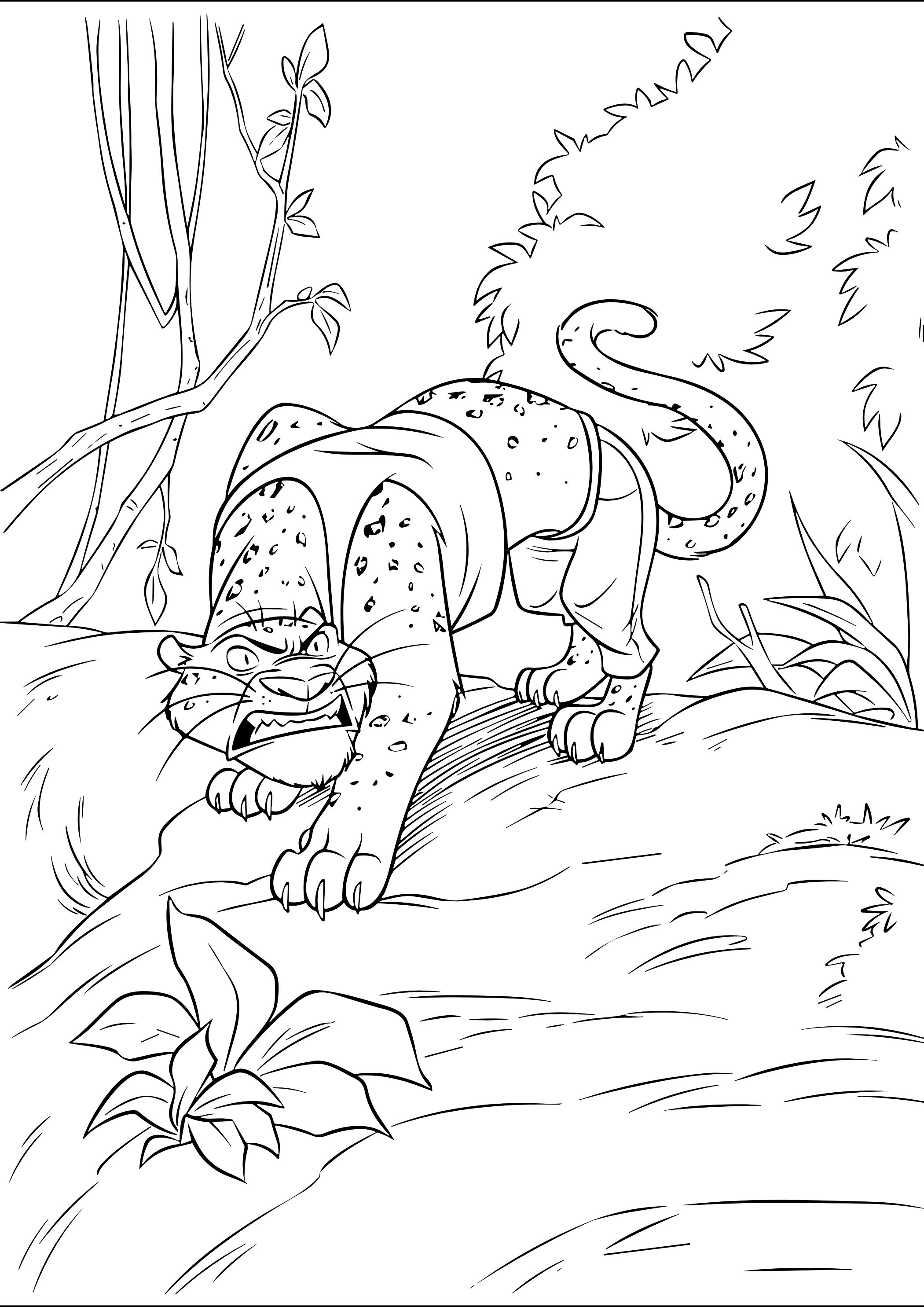 Coloriage Leopard En Colère Dans La Jungle - Zootopie à imprimer
