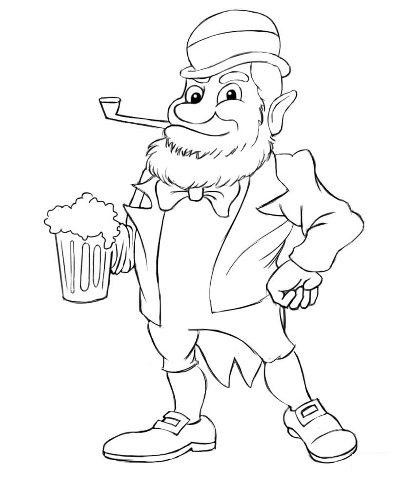 Coloriage Leprechaun With Beer Saint Patricks Day - Saint Patrick à imprimer