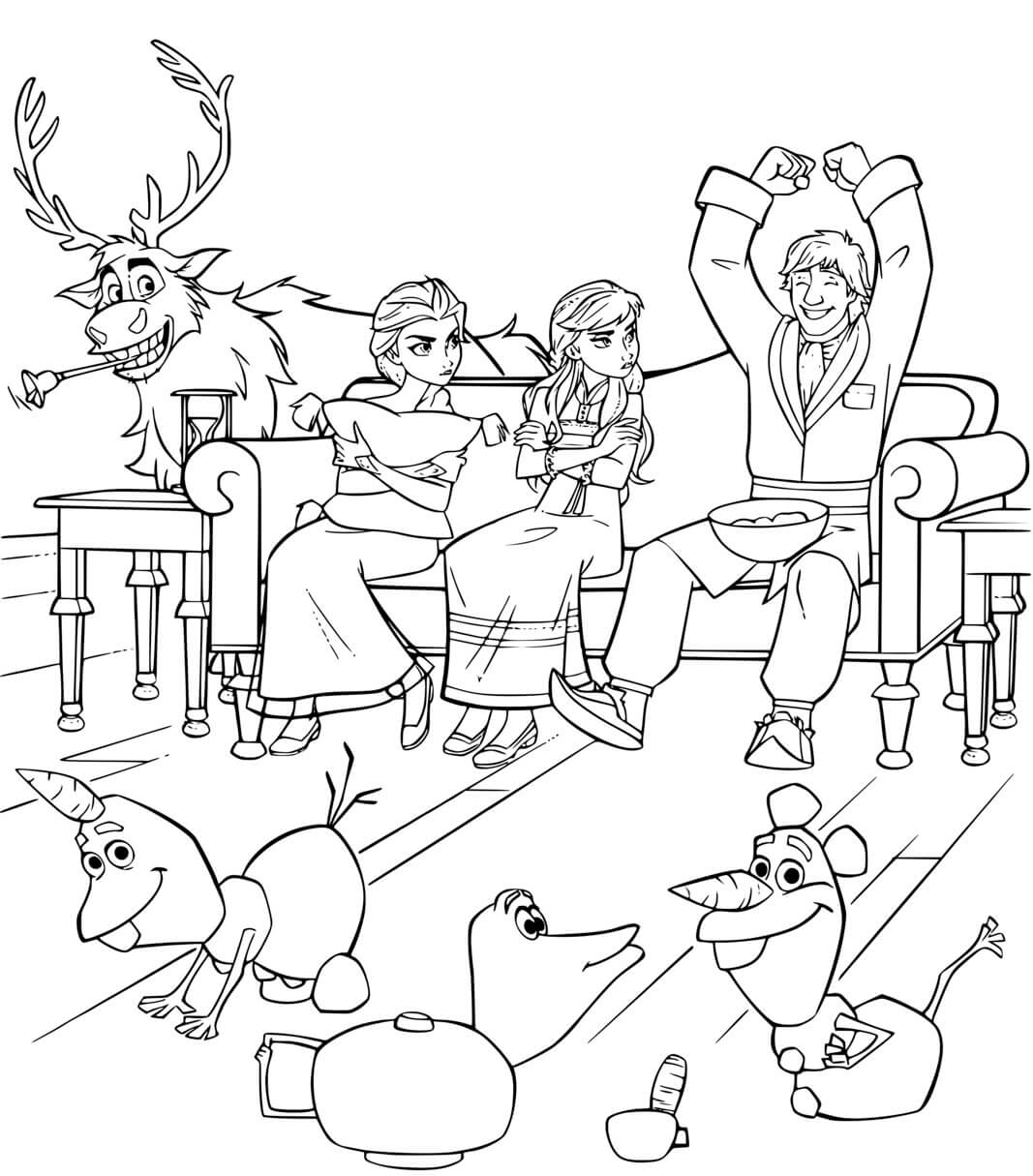Coloriage Les Amis De Elsa Reine Des Neiges 2 Celebrent Sous Une Ambiance De Fête - La Reine des neiges 2 à imprimer
