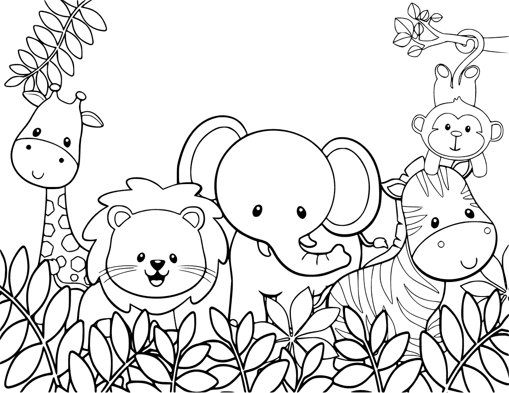 Coloriage Les Animaux Mignons Dans La Jungle - Animaux de la jungle à imprimer