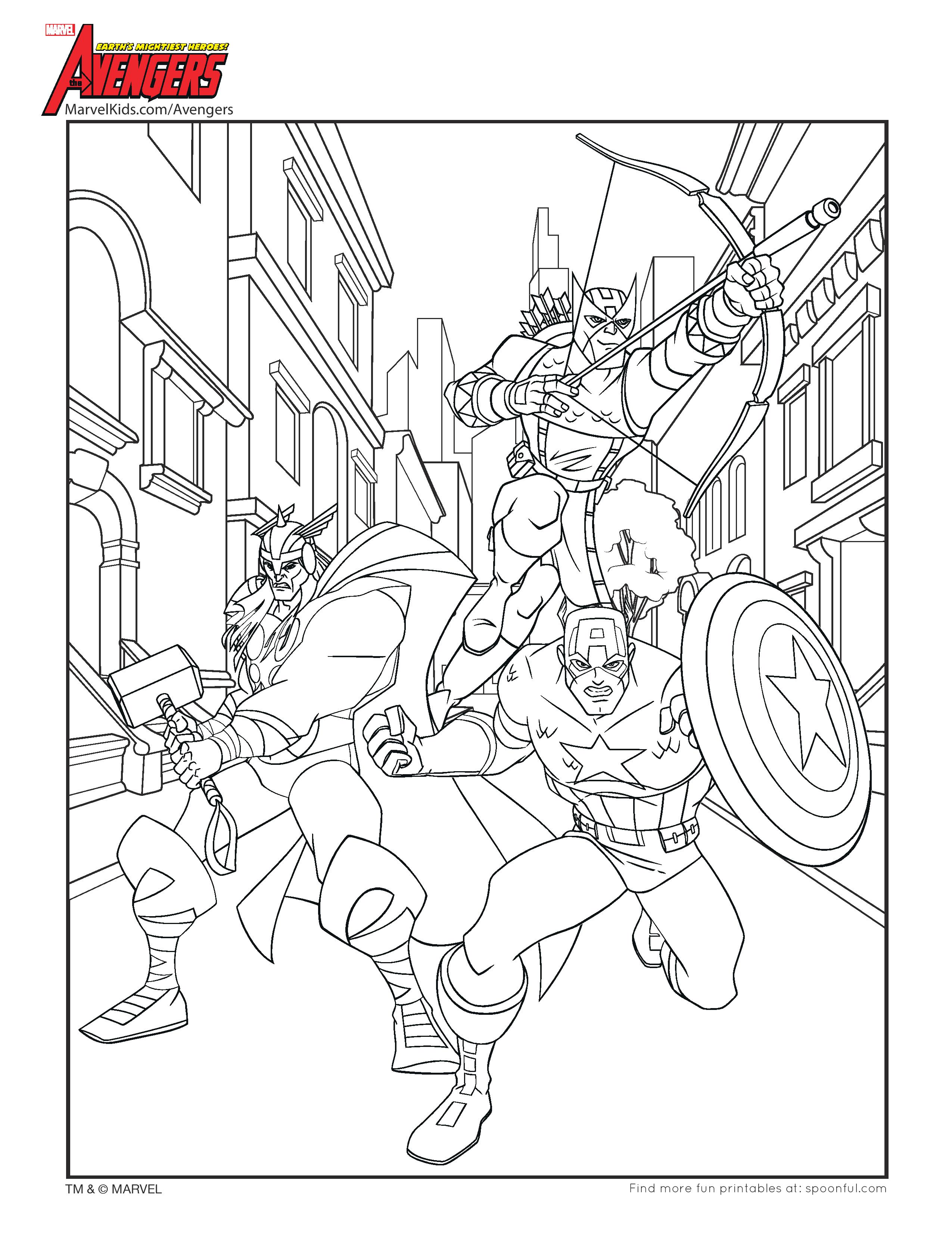 Coloriage Les Avengers avec Captain America - Captain america à imprimer