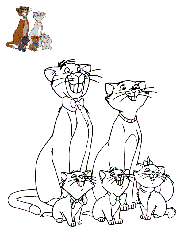 Coloriage Les Chats Omelley Duchesse Berlioz Toulouse Marie Aristochats - Aristochats à imprimer