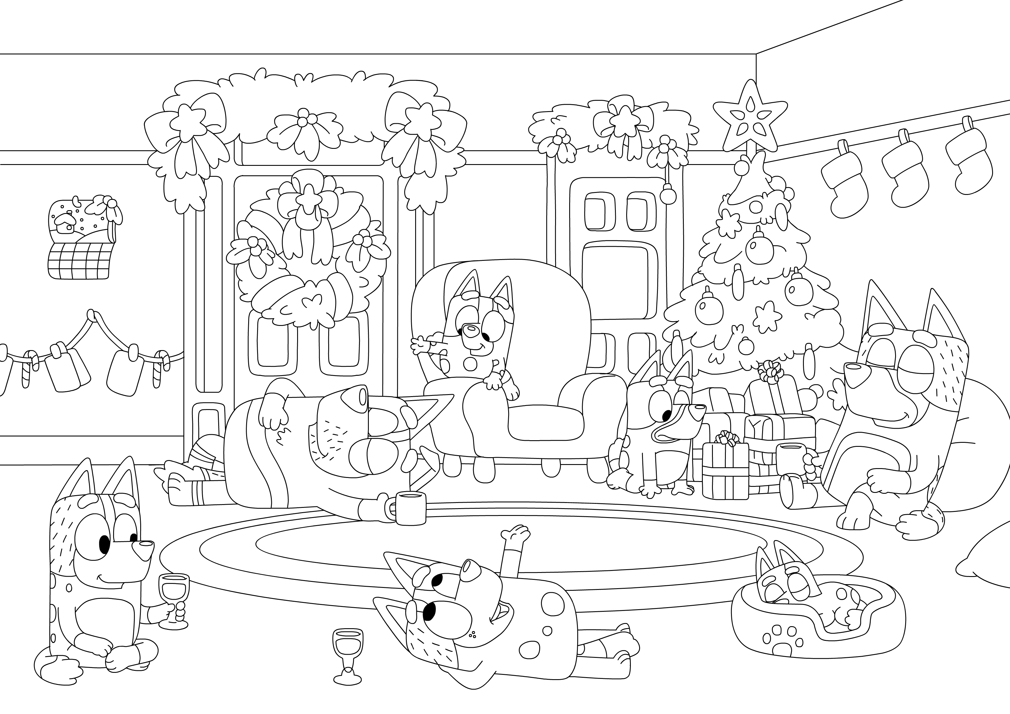 Coloriage Les Chiens Font Une Petite Sieste - Bluey à imprimer
