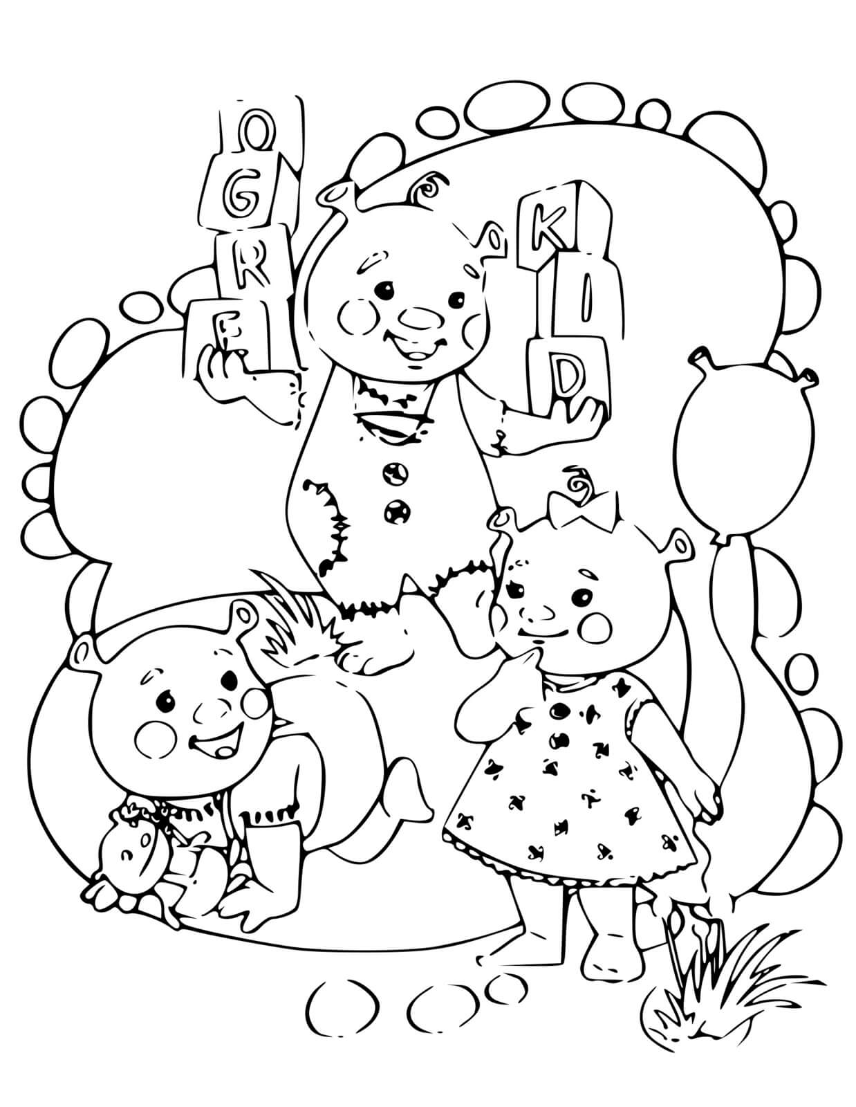 Coloriage Les Enfants De Shrek Et Fiona - Shrek à imprimer