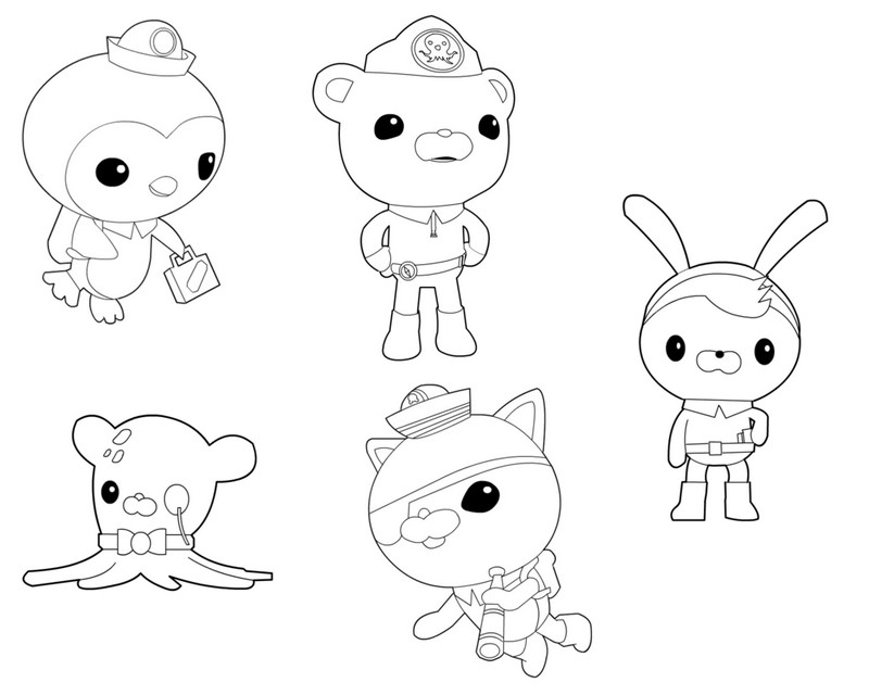 Coloriage Les octonautes peso capitaine barnacles tweak professeur kwazii - Octonautes à imprimer