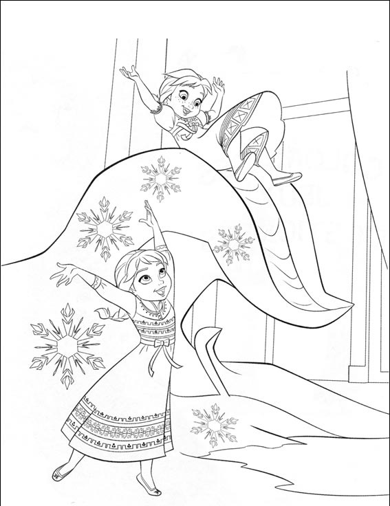 Coloriage Les Princesses Jouent - La Reine des neiges à imprimer