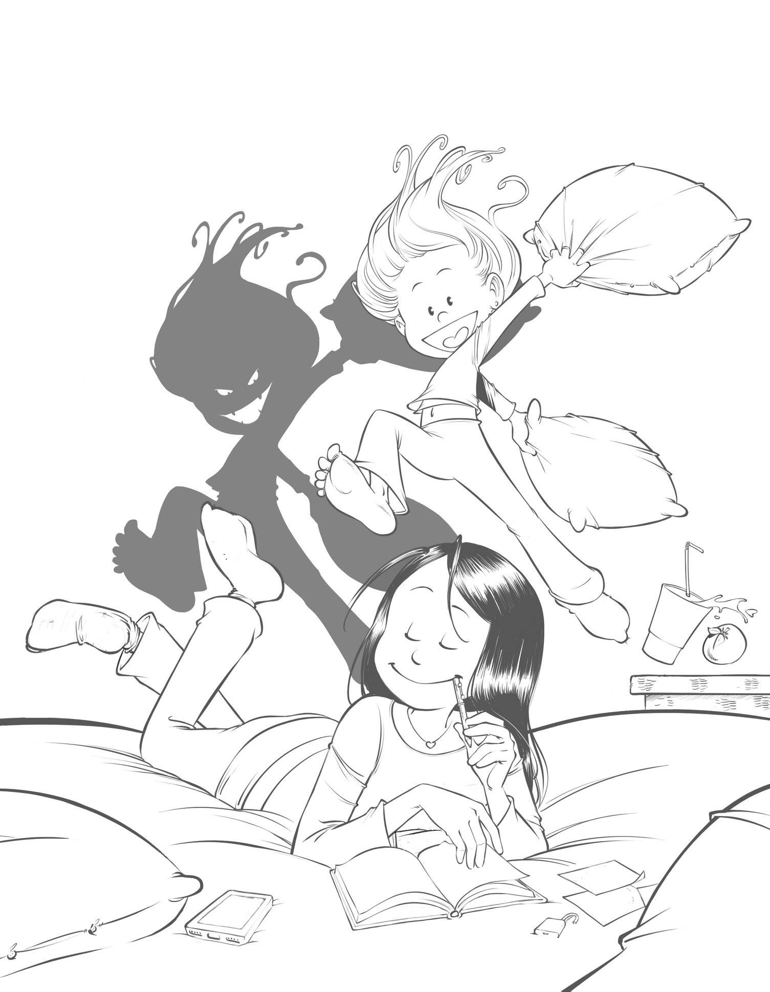 Coloriage Les Sisters Wendy Redige Son Journal Intime Et Marine Prête Pour Jouer - Les Sisters à imprimer