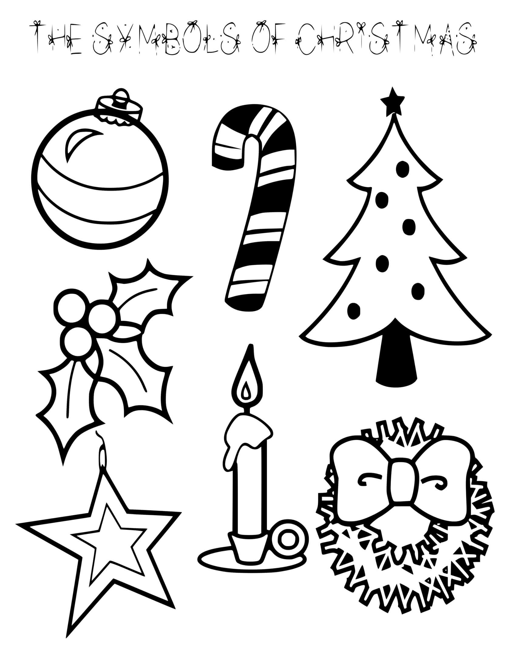 Coloriage Les Symboles De Noël - Hiver à imprimer
