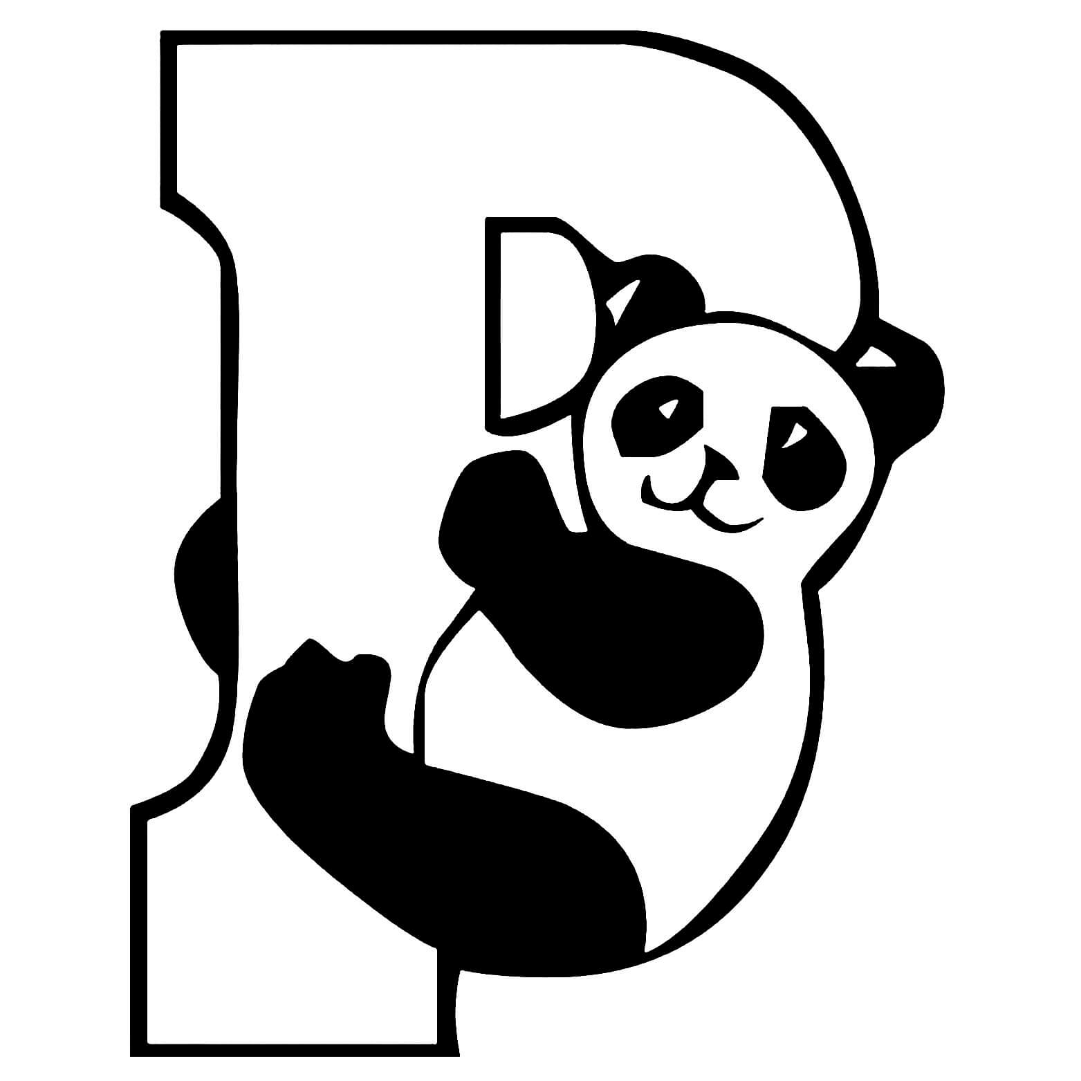 Coloriage Lettre P Pour Panda Alphabet Enfants - Panda à imprimer