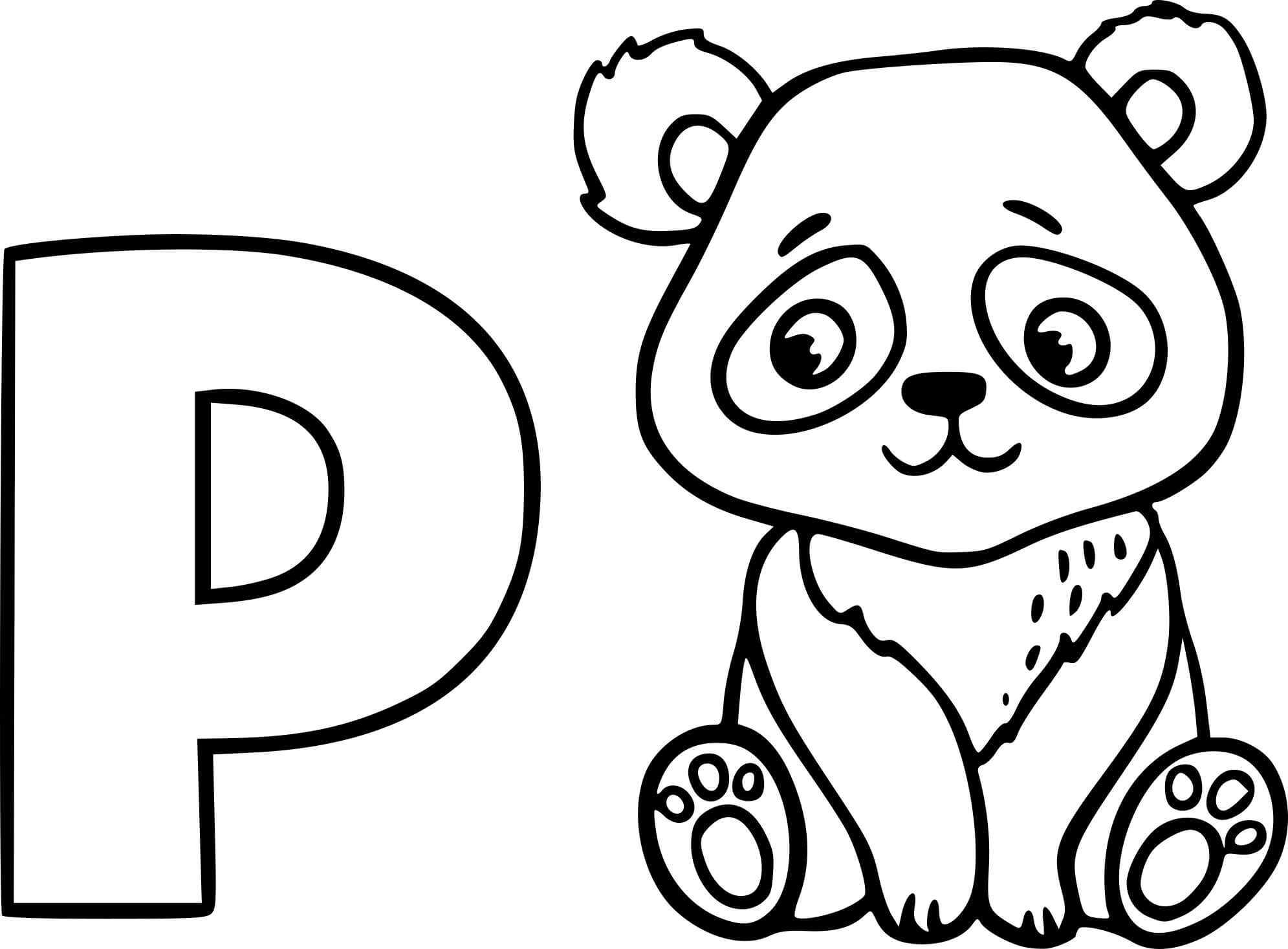 Coloriage Lettre P Pour Panda - Panda à imprimer