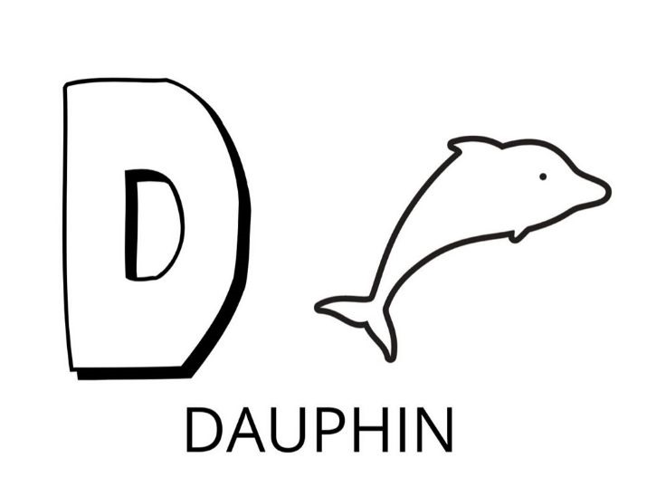 Coloriage Lettre D Comme Dauphin - Alphabet des animaux à imprimer