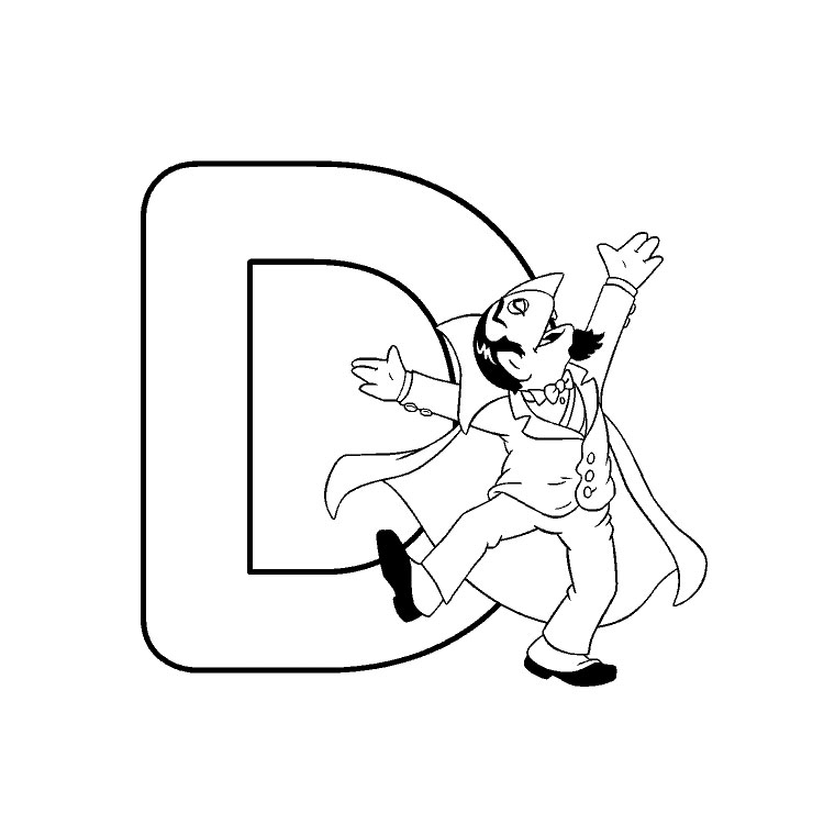 Coloriage Lettre D - Alphabet à imprimer