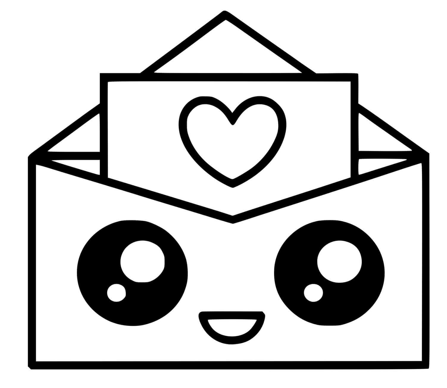 Coloriage Lettre D'amour Facile Mignon - Dessin facile mignon à imprimer