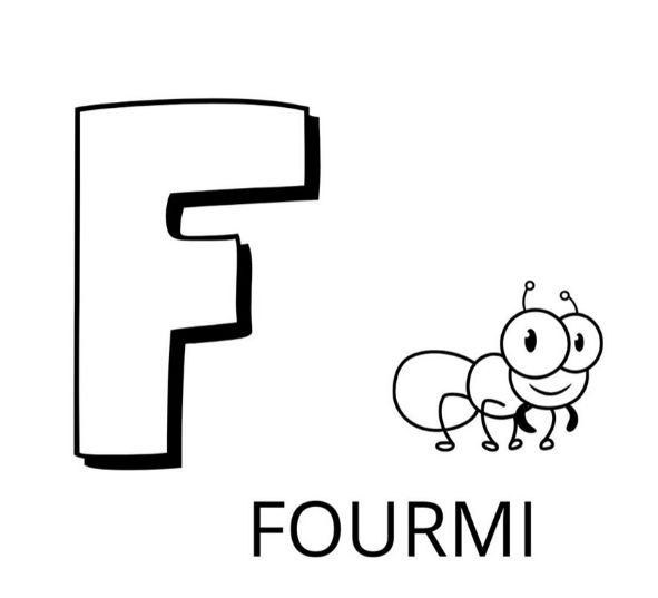 Coloriage Lettre F Comme Fourmi - Alphabet des animaux à imprimer