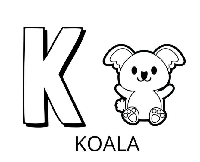 Coloriage Lettre K Comme Koala - Alphabet des animaux à imprimer