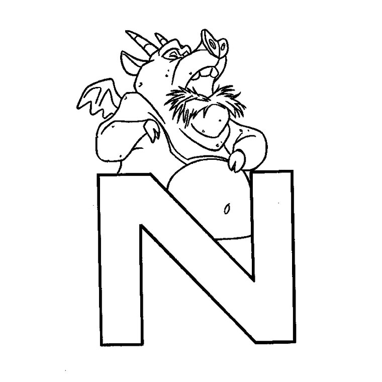 Coloriage Lettre N - Alphabet à imprimer