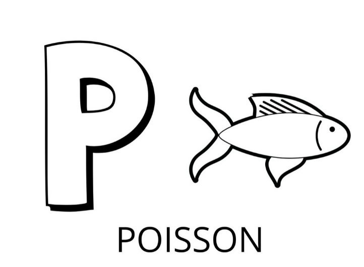 Coloriage Lettre P Comme Poisson - Alphabet des animaux à imprimer