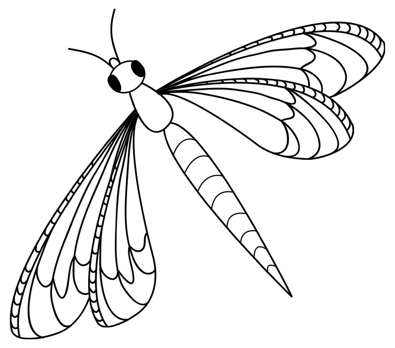 Coloriage Libellule Nature En Vol - Libellule à imprimer
