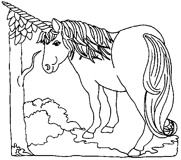 Coloriage Licorne A Cote D'Un Arbre - Arbre à imprimer