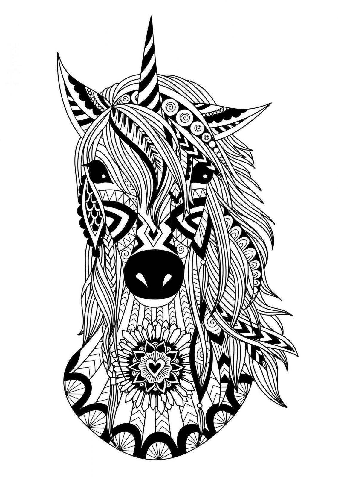 Coloriage Licorne Adulte Antistress - Mandala licorne à imprimer