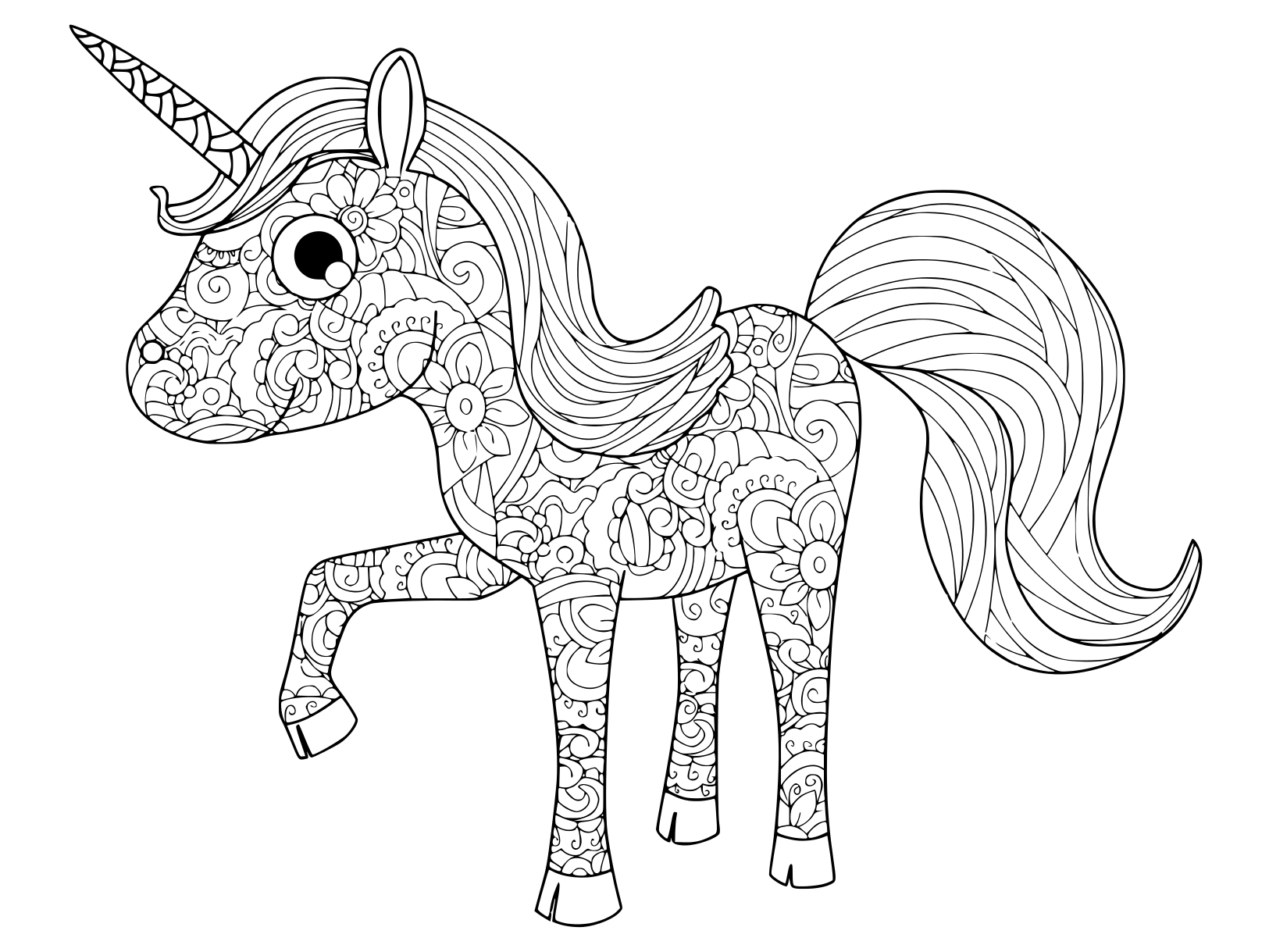 Coloriage Licorne Adulte Facile Anti Stress - Licorne à imprimer